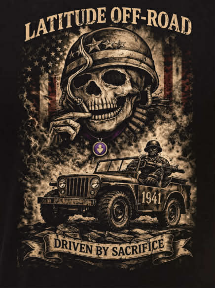 Mens Latitude Off Road Iconic 1941 Tribute Jeep T-Shirt - Black