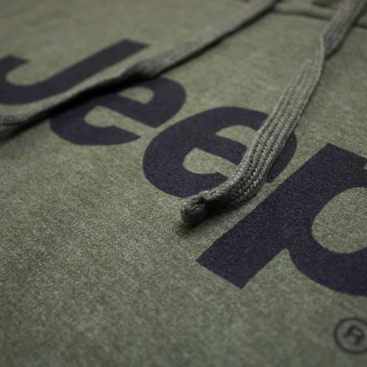 Mens Jeep® Text Hoodie - Heather Army Green