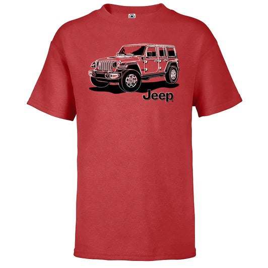Youth Jeep JL Wrangler Line Art T-Shirt